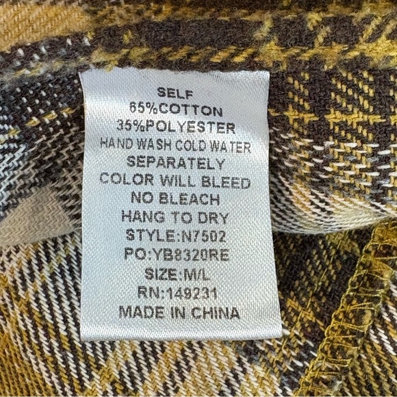 Kori America Flannal Plaid Golden Mustard and Brown Poncho Size M/L - Picture 7 of 7